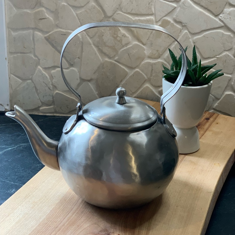 VINTAGE METAL TEAPOT | Hammered Silver Metal